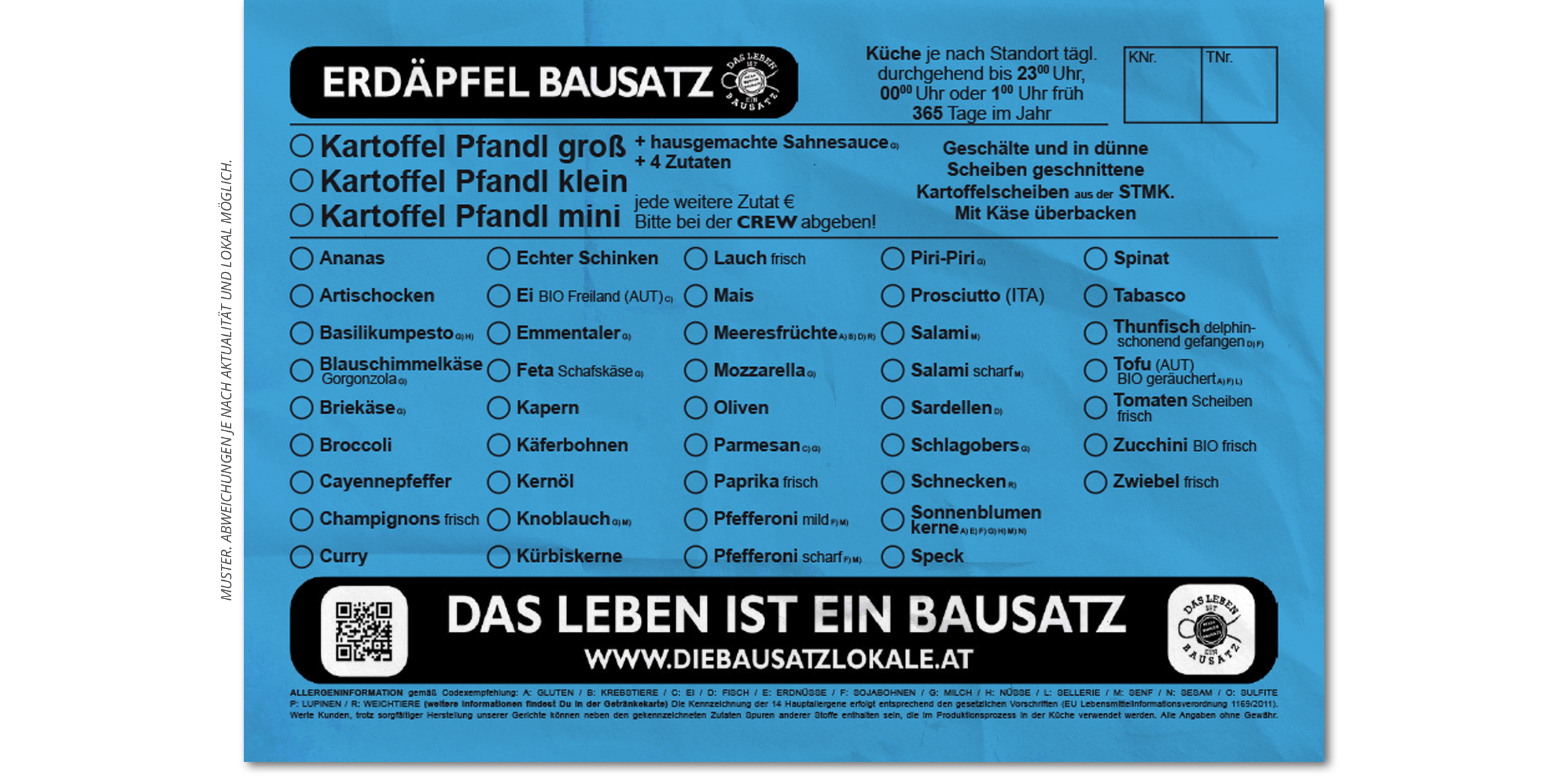 Kaffee, Pub, Restaurant, Pizza, Burger, Bausatz, Graz, Sägewerk, Posaune, Zeppelin, Grammophon, Bierbaron, Continuum, Area5, Airea55, Propeller, MollyMalone, Pfandl, Toast, Eierspeis, Salat, Nudel, Waffel, Party, Reservierung, PBB, SPZG