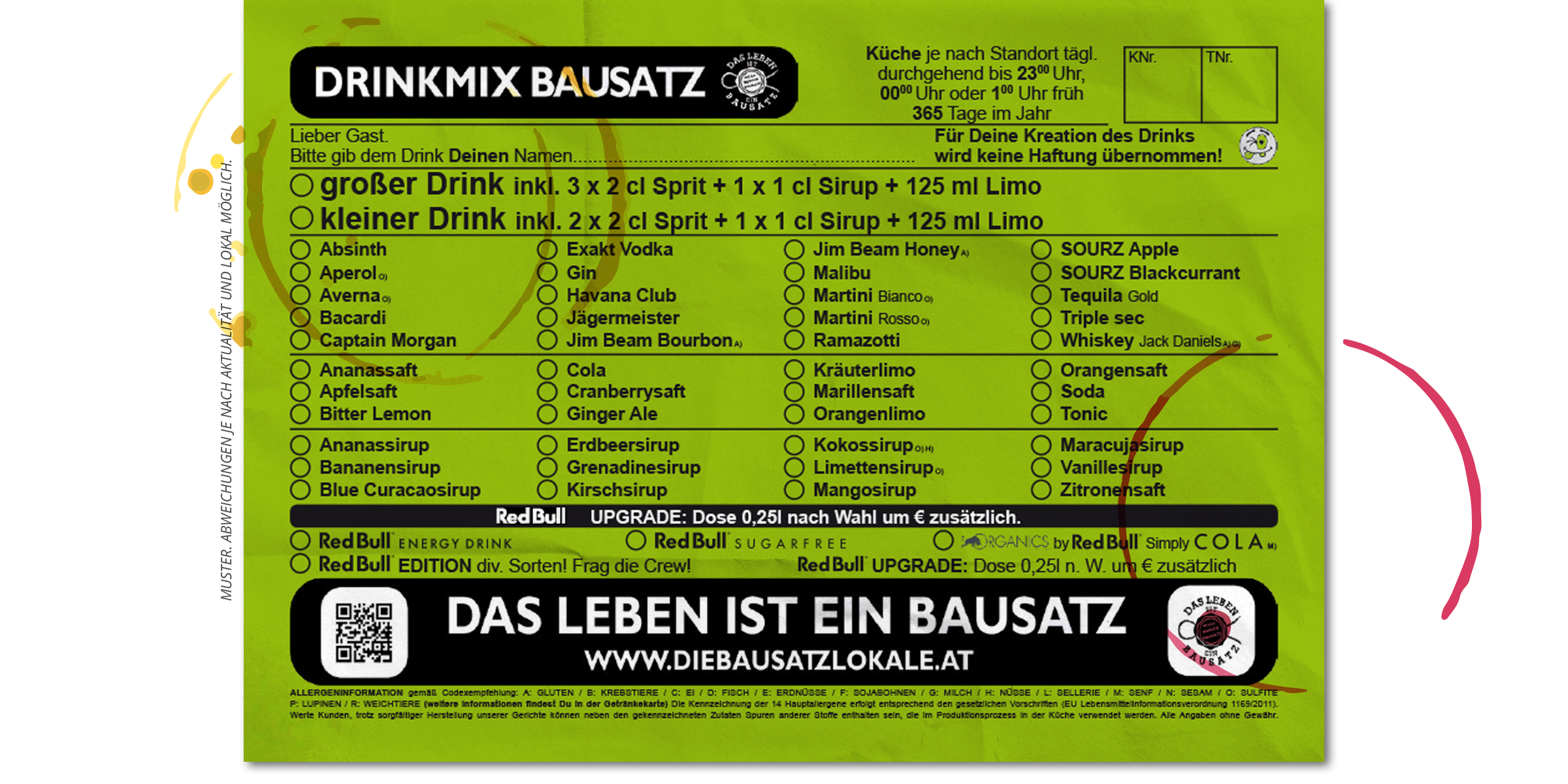 Kaffee, Pub, Restaurant, Pizza, Burger, Bausatz, Graz, Sägewerk, Posaune, Zeppelin, Grammophon, Bierbaron, Continuum, Area5, Airea55, Propeller, MollyMalone, Pfandl, Toast, Eierspeis, Salat, Nudel, Waffel, Party, Reservierung, PBB, SPZG