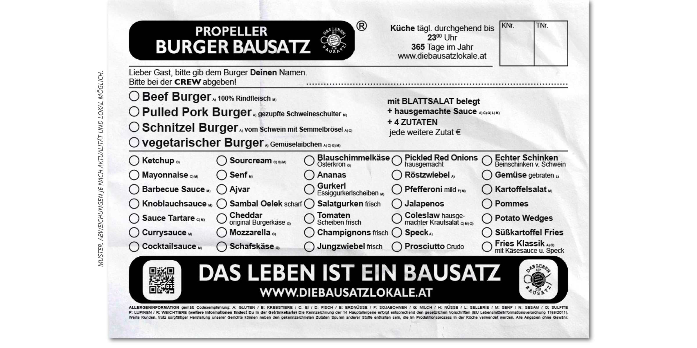 Kaffee, Pub, Restaurant, Pizza, Burger, Bausatz, Graz, Sägewerk, Posaune, Zeppelin, Grammophon, Bierbaron, Continuum, Area5, Airea55, Propeller, MollyMalone, Pfandl, Toast, Eierspeis, Salat, Nudel, Waffel, Party, Reservierung, PBB, SPZG