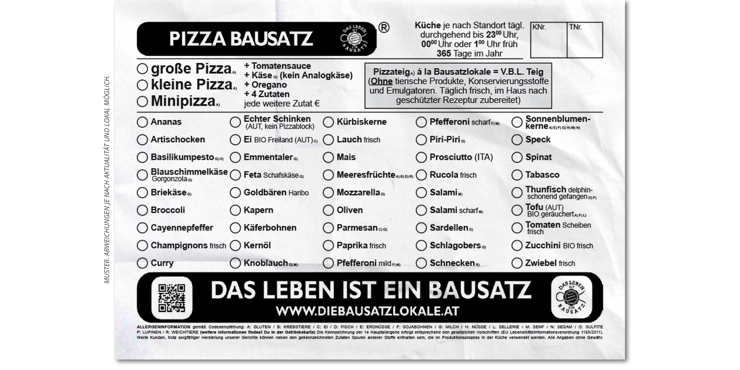 Kaffee, Pub, Restaurant, Pizza, Burger, Bausatz, Graz, Sägewerk, Posaune, Zeppelin, Grammophon, Bierbaron, Continuum, Area5, Airea55, Propeller, MollyMalone, Pfandl, Toast, Eierspeis, Salat, Nudel, Waffel, Party, Reservierung, PBB, SPZG